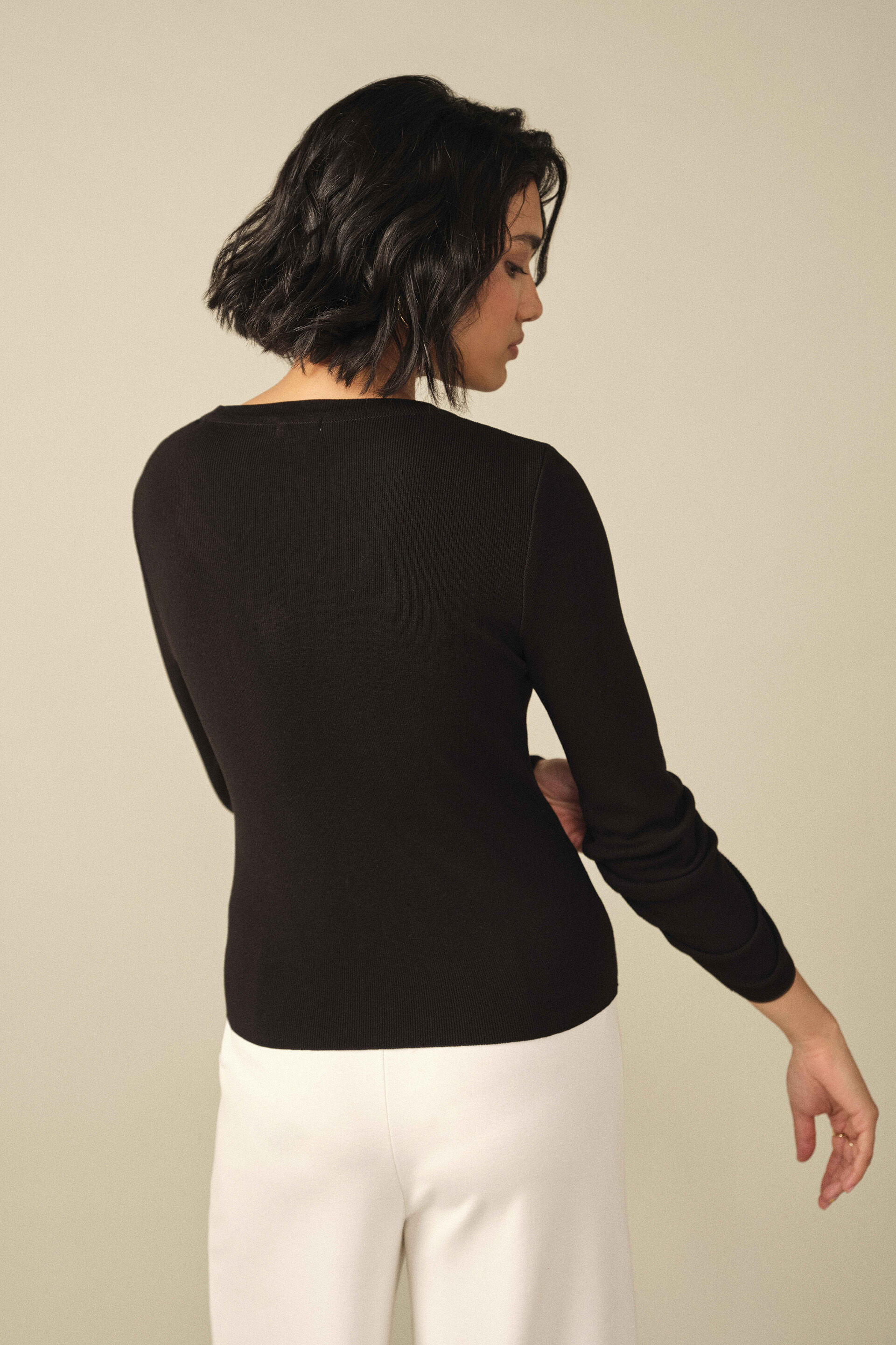 Solid Cardigan in Black, Black, image 5